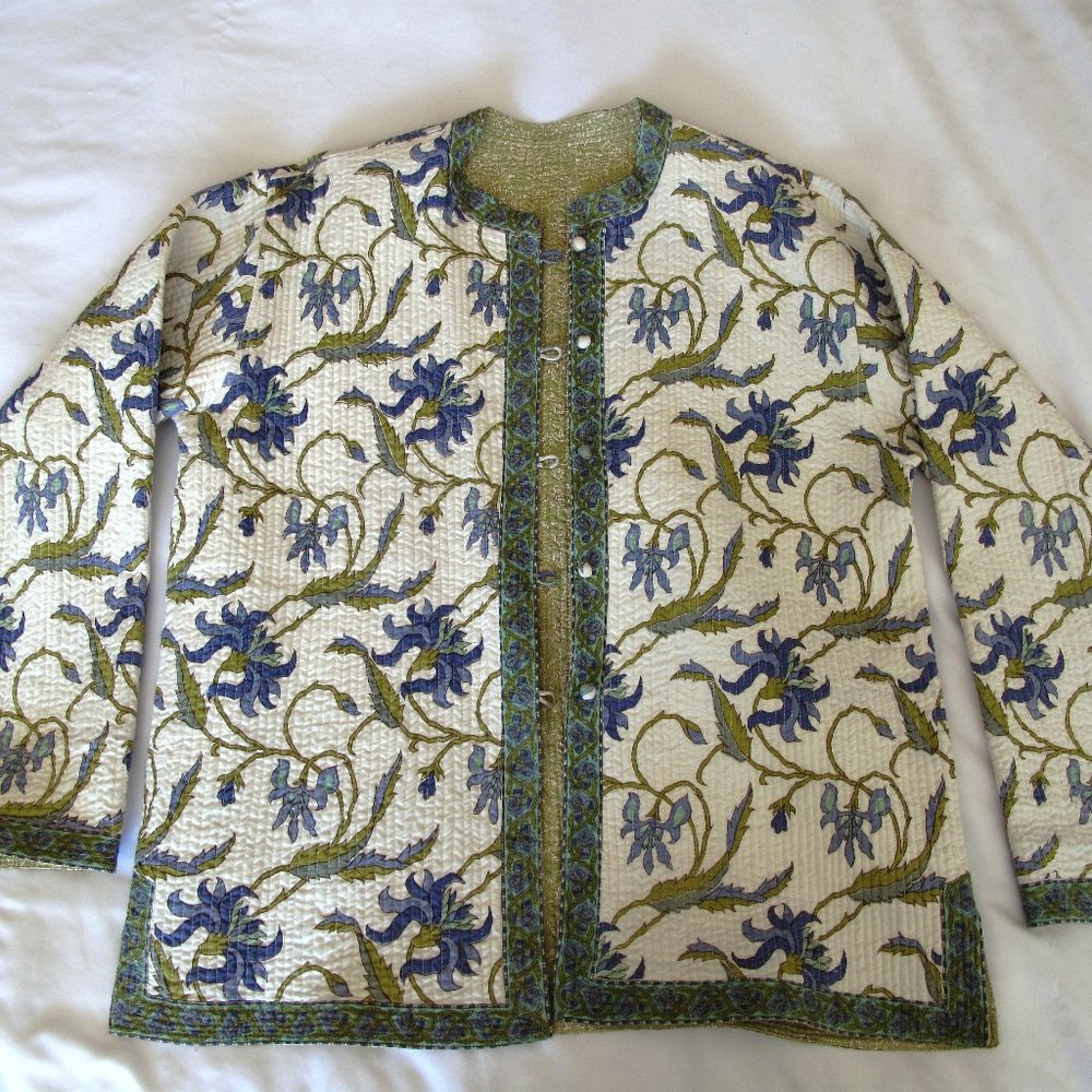 Quilted Oriental style flower print jacket